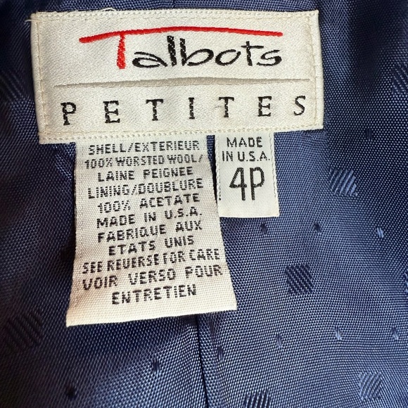 VTG TALBOTS women Royal Blue Blazer with Notched Lapels/size 4P - Picture 4 of 9